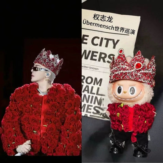 For The Monsters Labubu’s Ubermensch Rose Outfit – G-Dragon Tour-Inspired Floral Suit