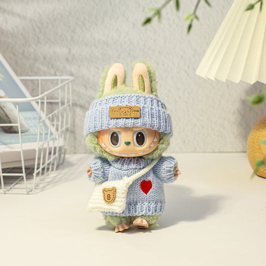For The Monsters Labubu’s Fashion Knit Set – Sweater + Headband & Bag (Blue)