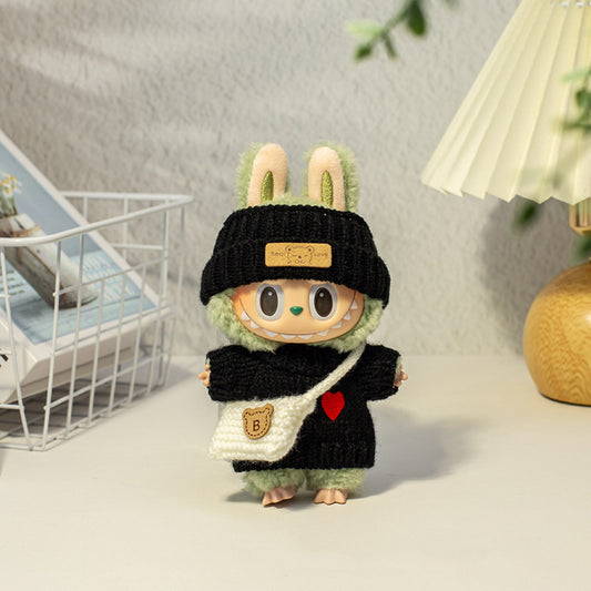 For The Monsters Labubu’s Fashion Knit Set – Sweater + Headband & Bag (Black)